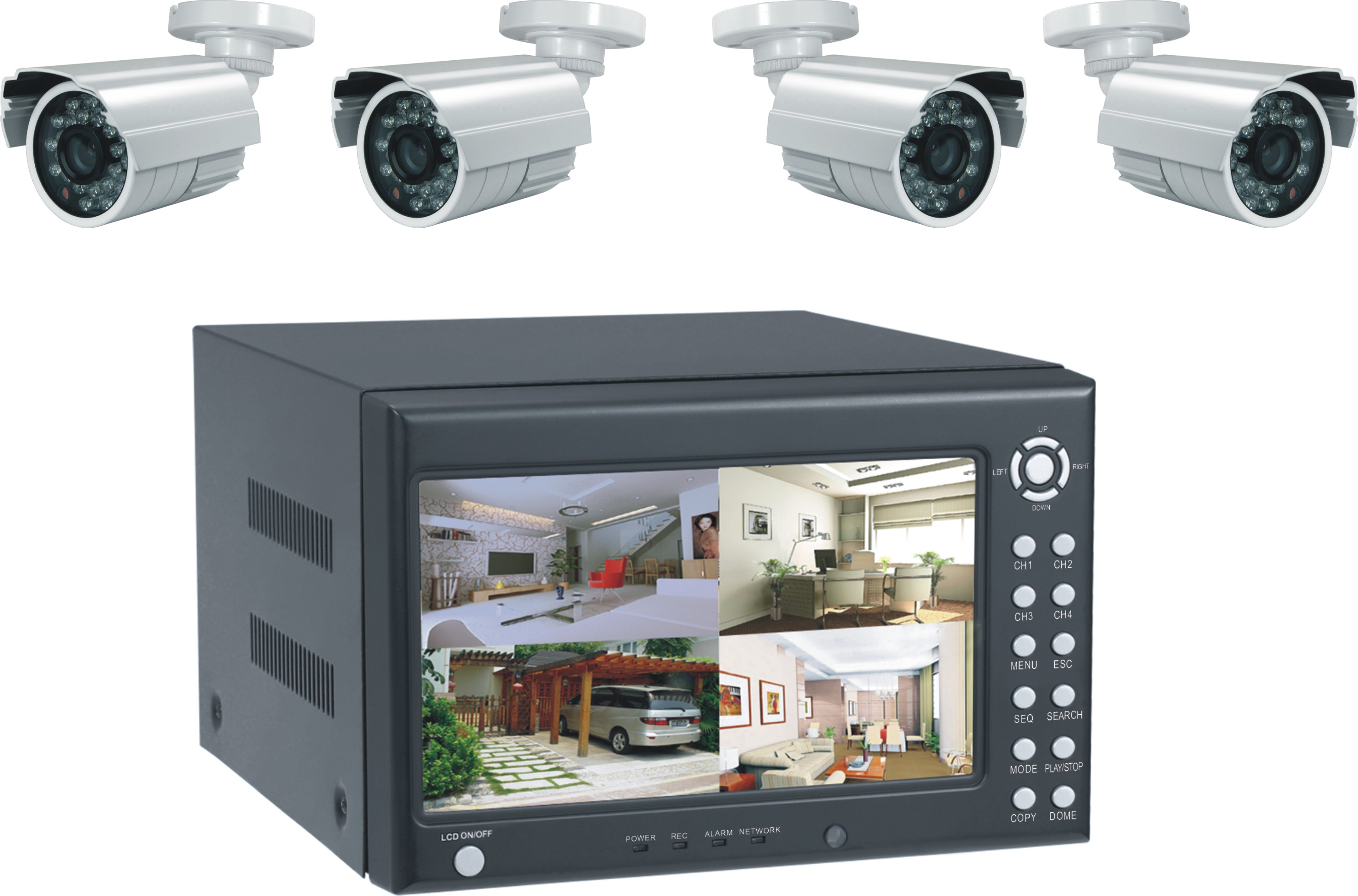 CS-432-4HD(帶顯示的四路DVR+4個(gè)攝像機(jī)的套裝)